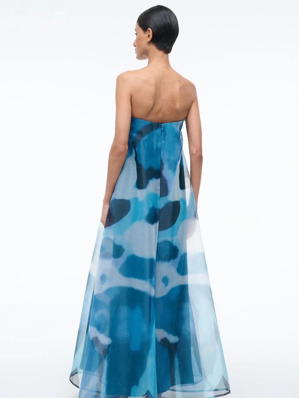 STAUD 🌟Strapless Maxi Gown Allyson Blue Haze Watercolor Maxi Dress EUC 👀😍 - Picture 2 of 7
